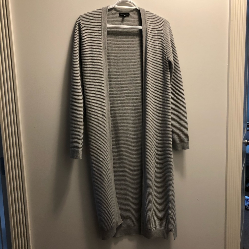 Dynamite Ribbed Gray Long Cardigan